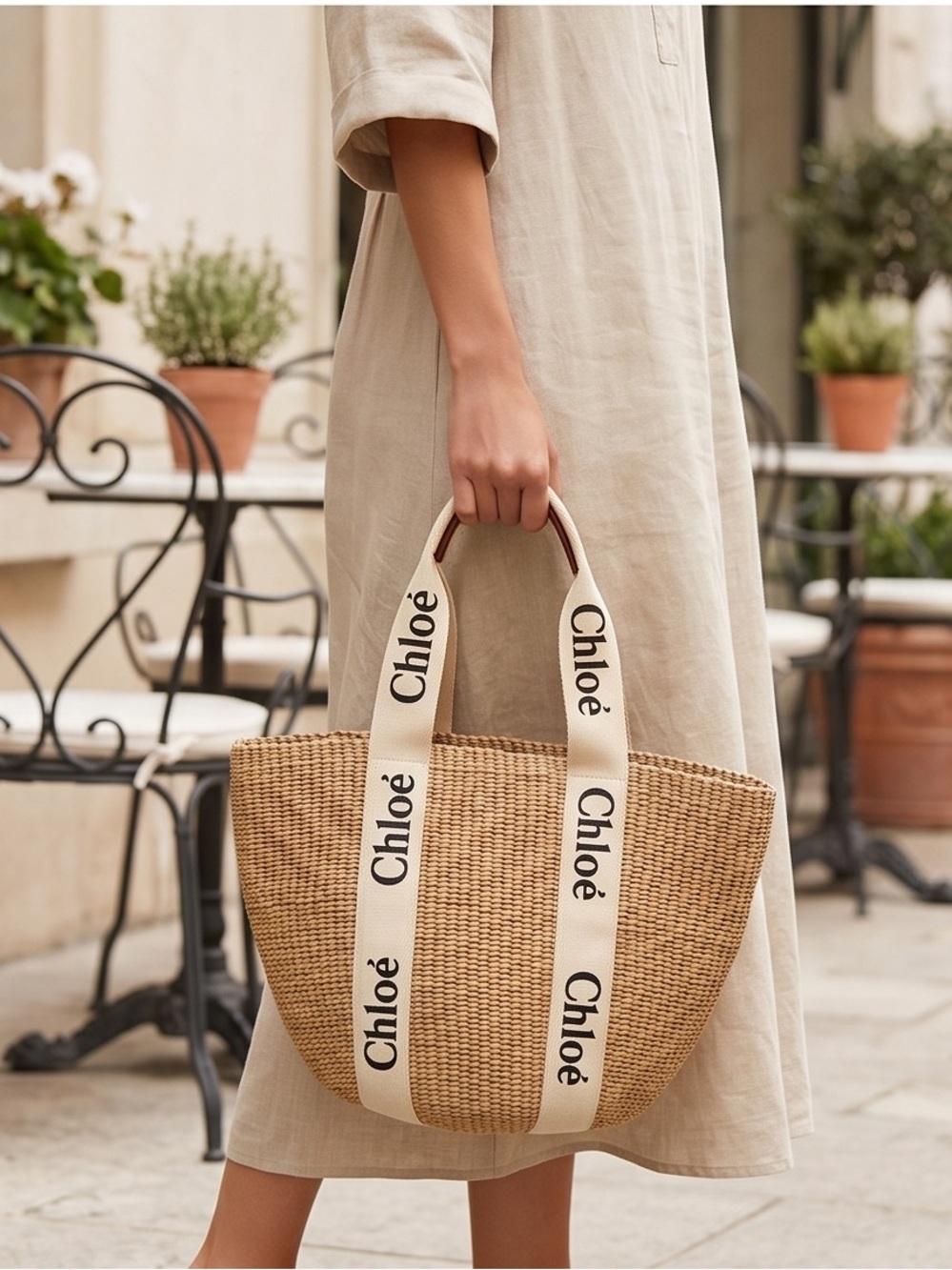 Authentic Chloe x Mifuko Woody Large raffia tote - Picture 14 of 16
